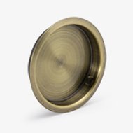 2-1/8" Round Recessed Pull, Antique Brass