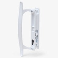 White Sliding Door Keyed Handle Set with Pull, 6-5/8"