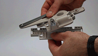 GIF of 39-264 Andersen Split Arm Crank and 39-362 Andersen Casement Operator Adapter Plate.