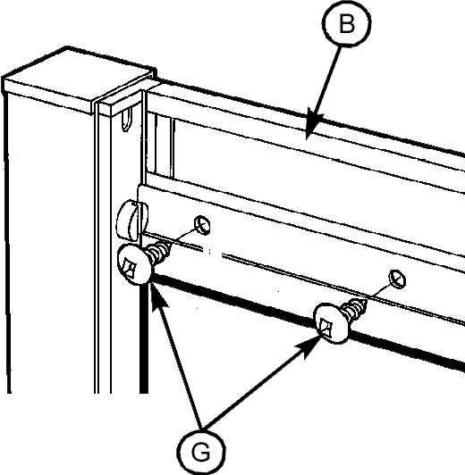 Diagram of where to screw the fixed panels to the top track.