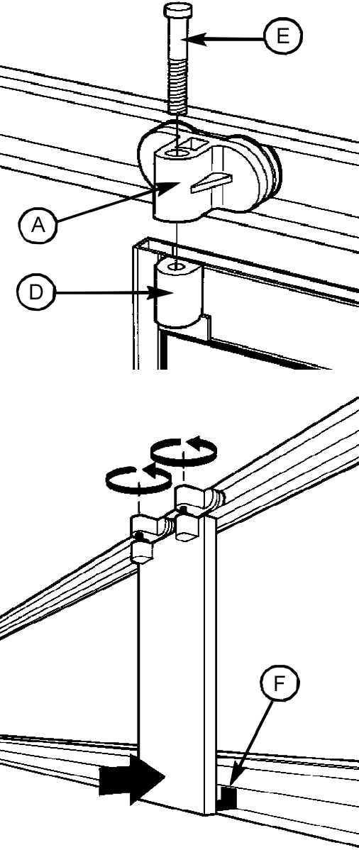 Diagram of inserting cap screws into panels.