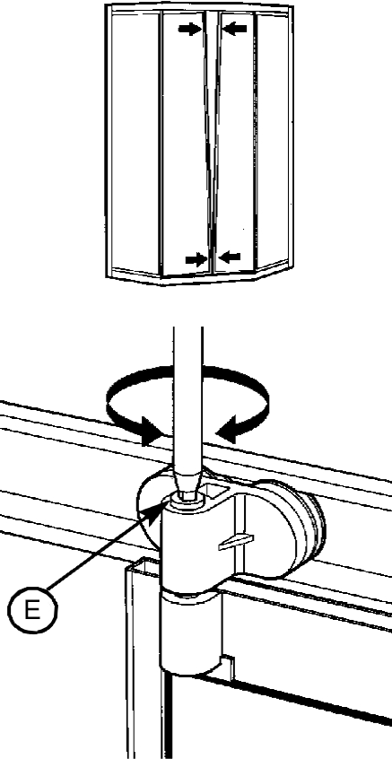 Diagram of how to adjust the sliding panels using the cap scrws.