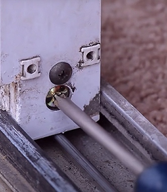 sliding glass door roller adjustment screw locations