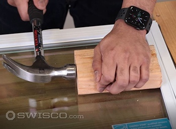 Install glazing strip with a wood block