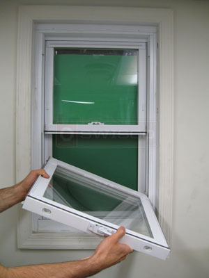 First step on removing the window sash from the window frame.