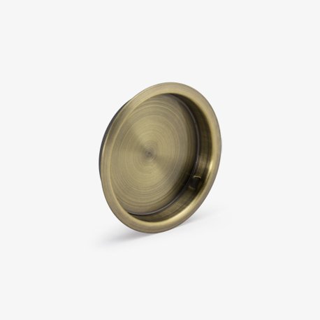 2-1/8" Round Recessed Pull, Antique Brass