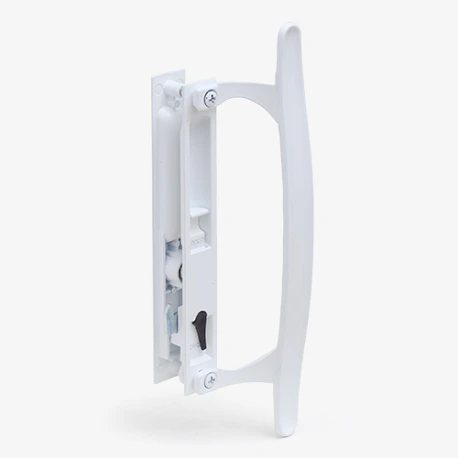 White Sliding Door Keyed Handle Set with Pull, 6-5/8" Image