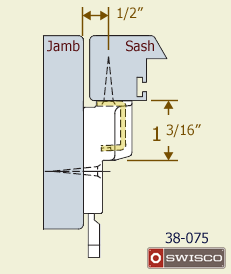 Side profile view of the installation of the 38-075 sash lock