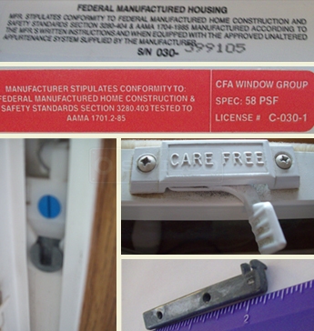 User submitted photo of window lock, pivot bar and sash guide, Care Free.