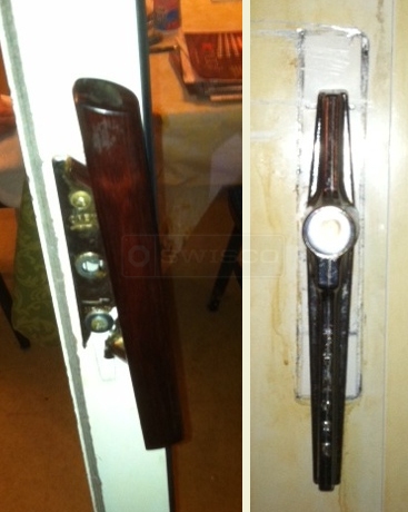 A customer submitted photo of a sliding glass door handle.