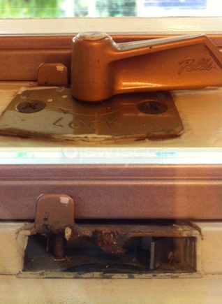 A customer submitted photo of a window lock.