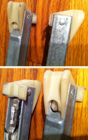 A customer submitted photo of window balance attachments.