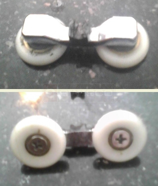 User submitted photo of shower door rollers.