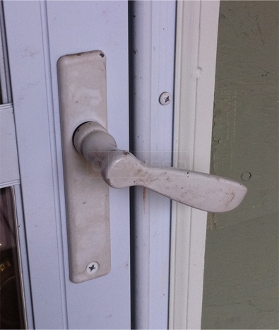 A customer submitted photo of an outside Forever door handle.
