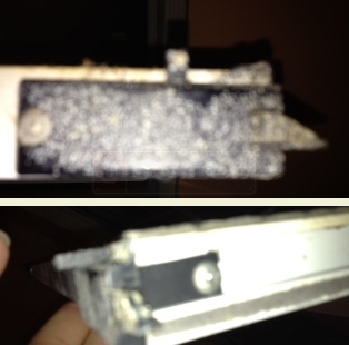 A customer submitted photo of a corner window latch.