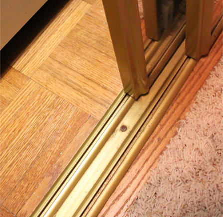 A customer submitted photo of a mirror door track.