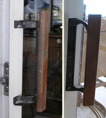 A customer submitted photo of a sliding door handle.