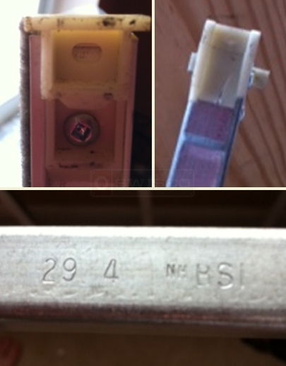 A customer submitted photo of channel balance attachments and top sash guide.