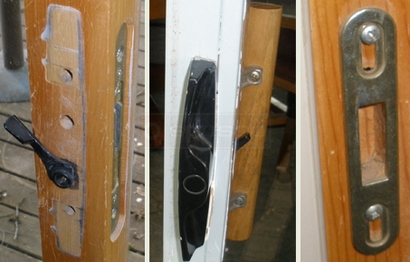 A customer submitted photo of a sliding patio door handle.