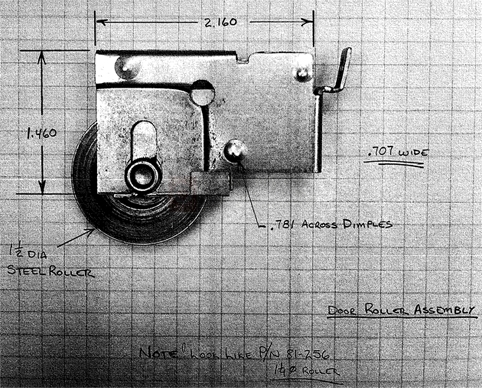 A customer submitted photo of a sliding door roller.