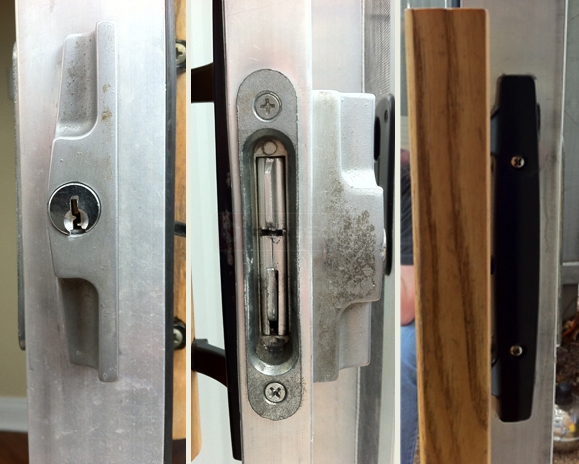 A customer submitted photo of a patio door handle.