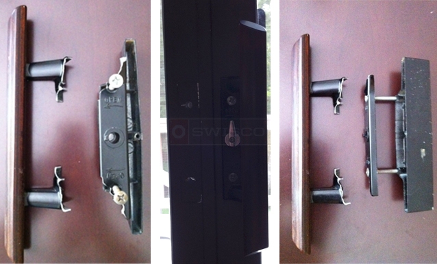 User submitted photos of broken sliding door handles.