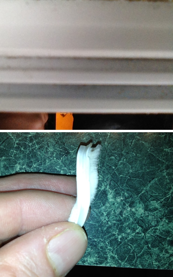 User submitted photos of weatherstripping and track.