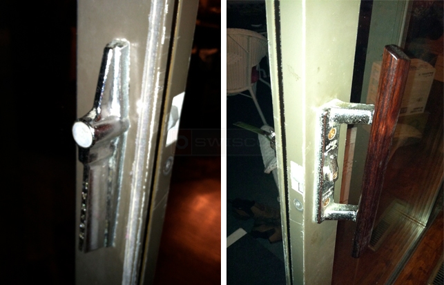 User submitted photos of a patio door handle.