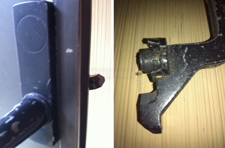 User submitted photos of a screen door handle.