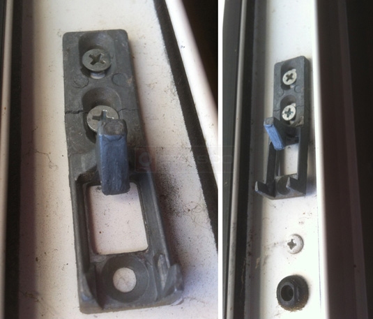 User submitted photos of patio door hardware.