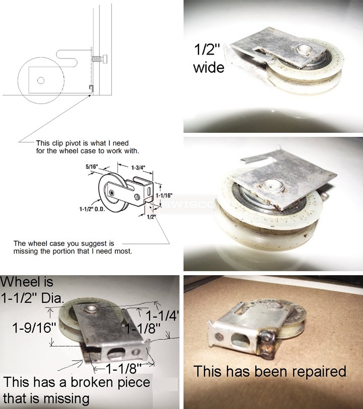 User submitted photos of patio door rollers.