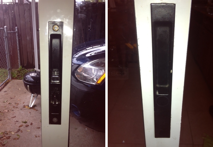 User submitted photos of a patio door handle.