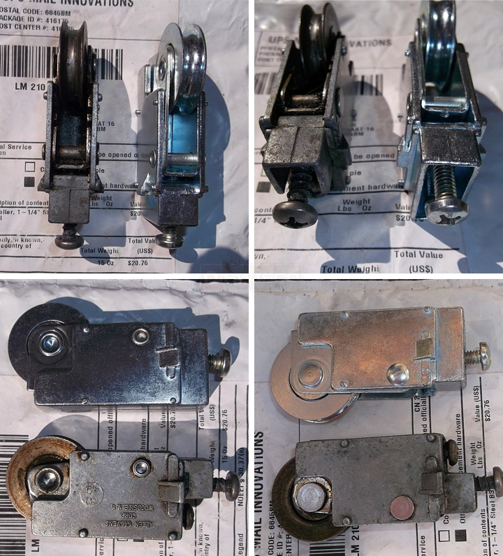 User submitted photos of a sliding door roller.
