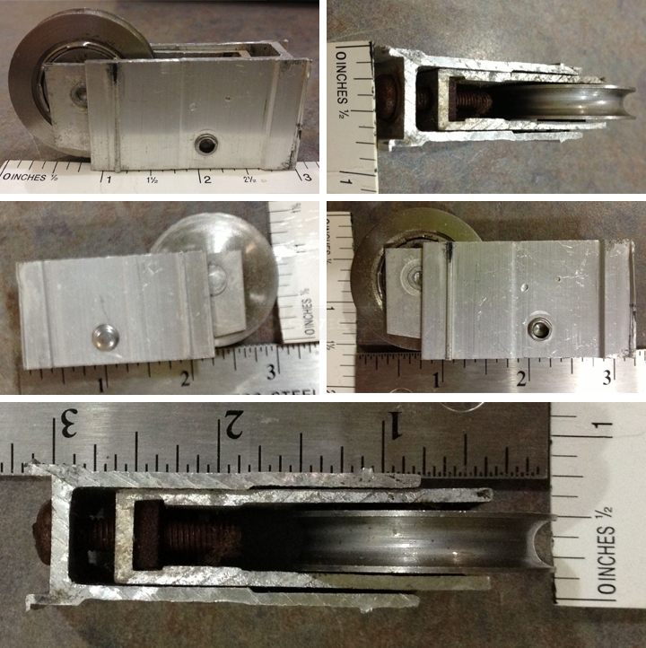User submitted photos of a sliding door roller.