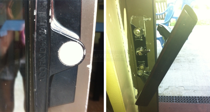 User submitted photos of a patio door handle.