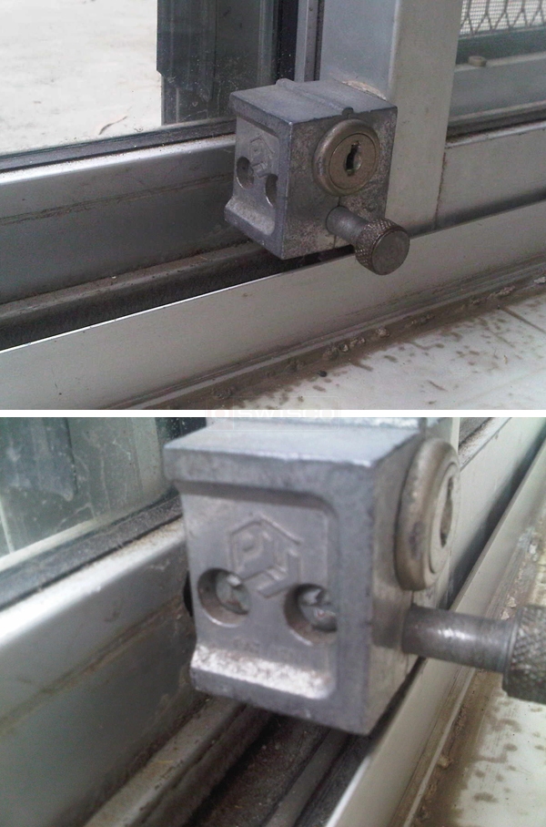 User submitted photos of a patio door lock.