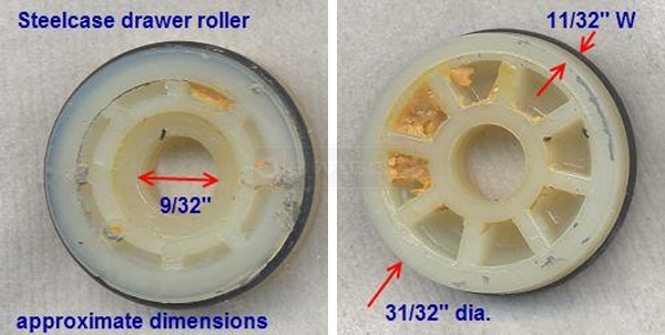 User submitted photos of a drawer roller.