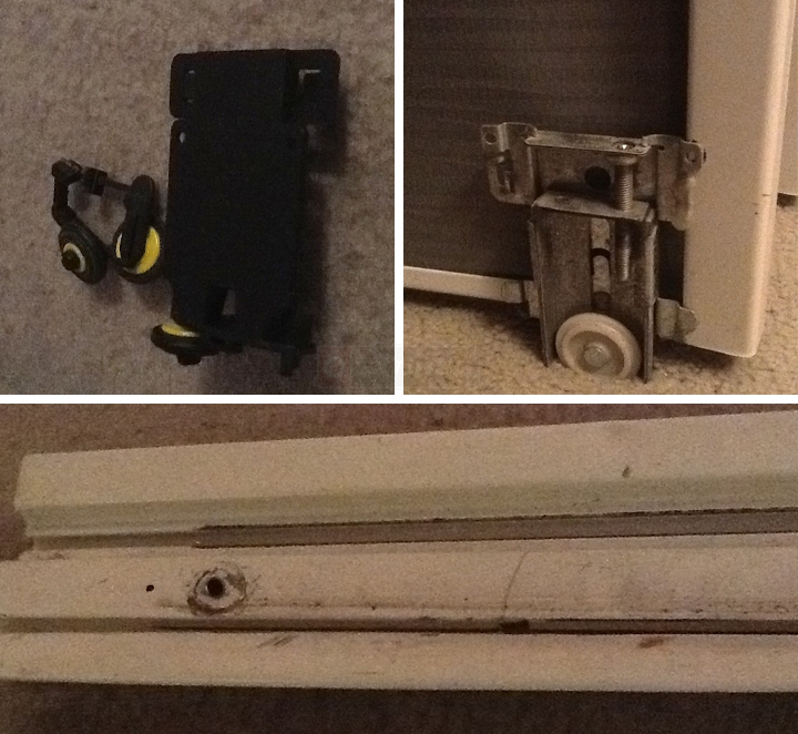 User submitted photos of closet door hardware.