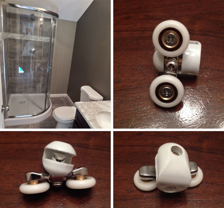 User submitted photos of shower door rollers.