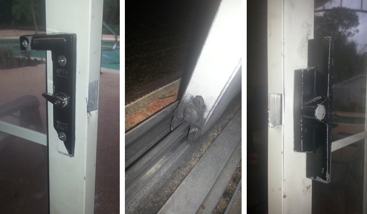 User submitted photos of patio door hardware.