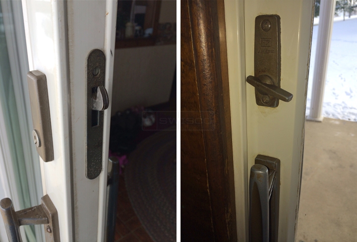 User submitted photos of patio door hardware.