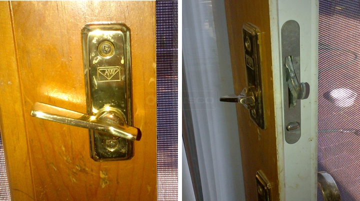 User submitted photos of patio door hardware.