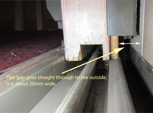A customer submitted image of their door gap.