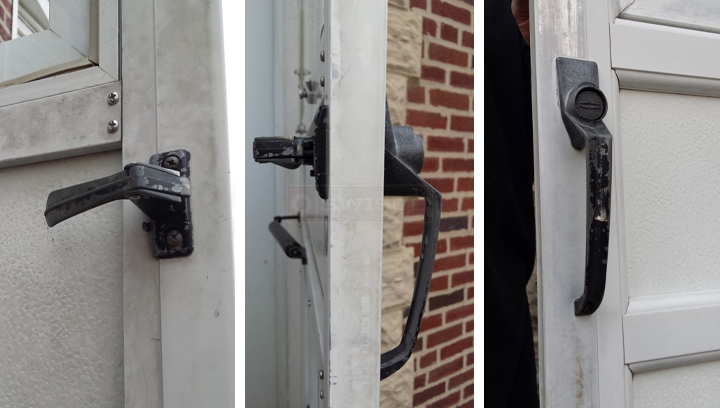 User submitted photos of storm door handles.