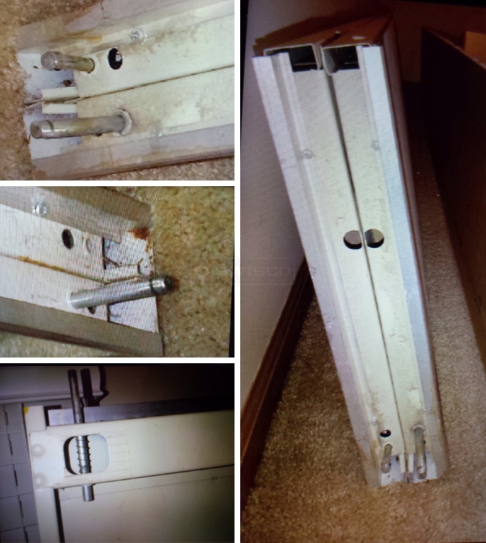 User submitted photos of bi-fold door hardware.