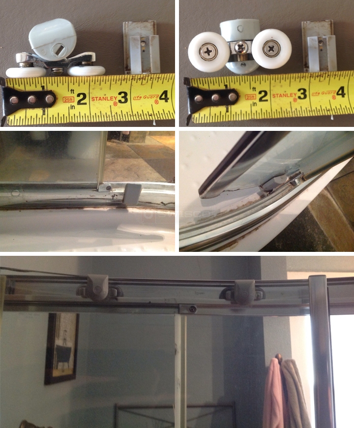 User submitted photos of shower door hardware.