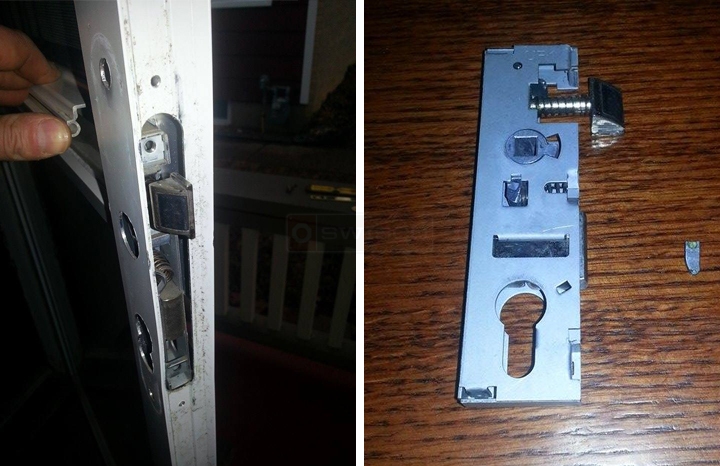 User submitted photos of a storm door lock.