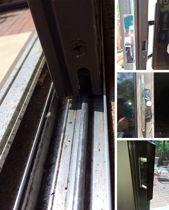 User submitted photos of patio door hardware.