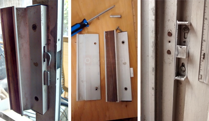 User submitted photos of patio door hardware.