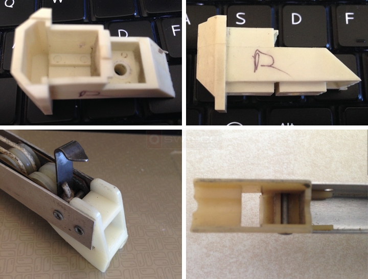 User submitted photos of a window balance & top sash guide.